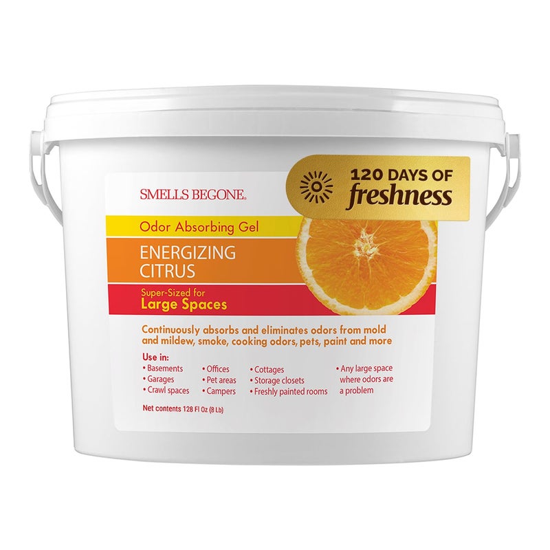 SMELLS BEGONE 1-Gallon Gel Odor Eliminator â€“ High-Capacity, Long-Lasting Absorber for Large Basements, Garages, Workshops & Commercial Areas â€“ Remove Tough Odor with Essential Oils (Energizing Citrus) - Image 1